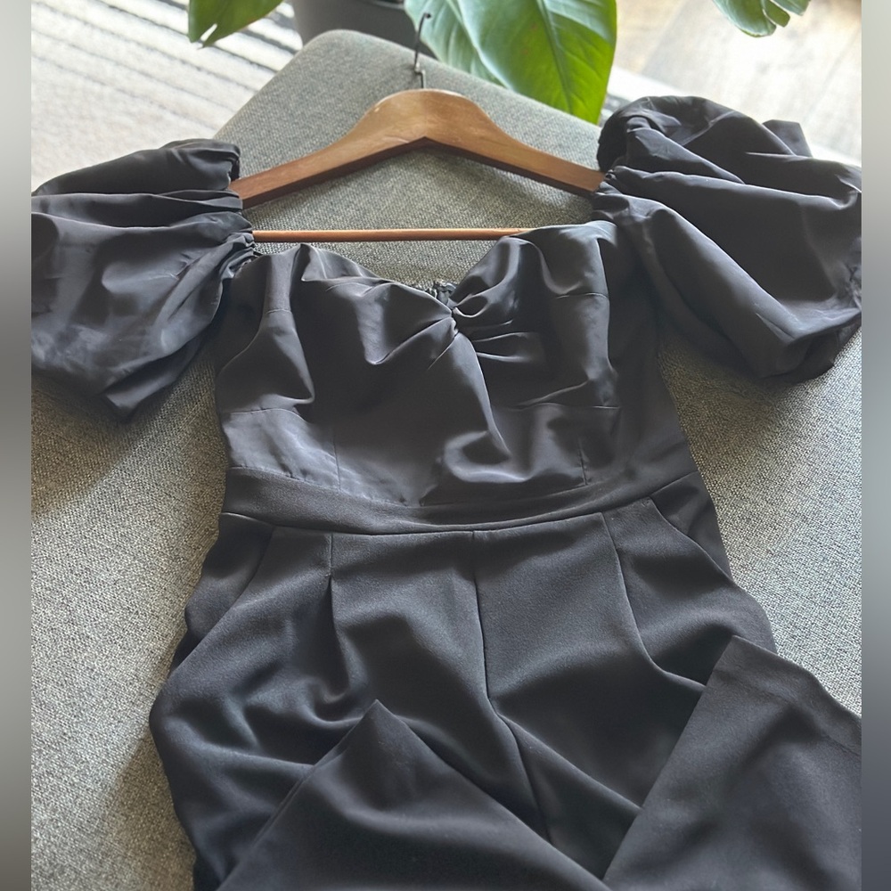 Express Black Short Puffy Sleeves Jumpsuit